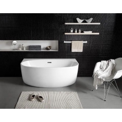 Ванна акриловая Azario CAMBRIDGE 1695х880х580, пристенная, в комплекте с сифоном и металлической рамой (CAM17289)