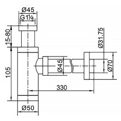 Сифон для раковины AZARIO G 1 1/4, без выпуска, цилиндр, латунь, хром (AZ-108-CHR)