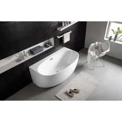 Ванна акриловая Azario CAMBRIDGE 1695х880х580, пристенная, в комплекте с сифоном и металлической рамой (CAM17289)