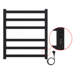 Полотенцесушитель электрический AZARIO PALERMO 500/600 квадрат, 6 секций, диммер справа, черный (AZ83856B)