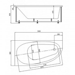 Ванна акриловая AZARIO KAPRIS асимметричная 160*90 см левая (AV0002160)
