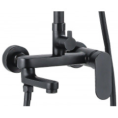 Душевая колонна Azario ARIZONA со смесителем для ванны, с поворотным изливом, прямоугольная, черный (AZ-20BS)