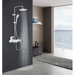 Душевая система AZARIO с поворотным изливом, с термостатом, хром/белый (AZ-821)