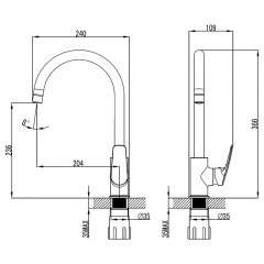 Смеситель для кухонной мойки AZARIO TAVIRA керамический картридж, хром (AZ-WKE56411C-X63)