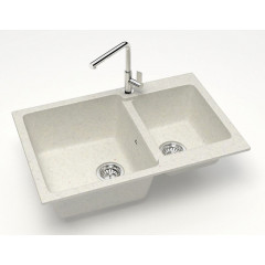 Кухонная мойка AZARIO Grand 765х500х190 двойная, искусственный мрамор, цвет Хлопок (CS00079904)