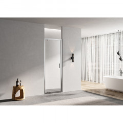 Душевая дверь Azario MILTON распашная 80х200, толщина полотна 6мм универсальная, цвет профиля серебро