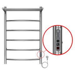Полотенцесушитель электрический AZARIO VERONA 500/800 5 секций, с полкой, диммер справа, хром (AZ04858P)