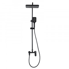 Душевая колонна Azario ARIZONA со смесителем для ванны, с поворотным изливом, прямоугольная, черный (AZ-20BS)