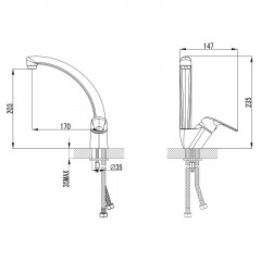 Смеситель для кухни Azario поворотный излив, керамический картридж (AZ-HU245902)