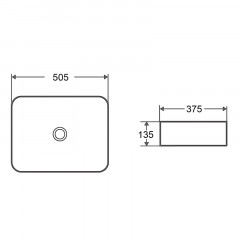 Раковина-чаша Azario 505x375x135 накладная, прямоугольная, белый глянец (AZ-2282)