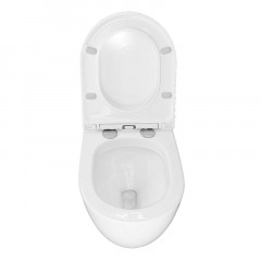 Унитаз импульсный Azario 360х570х375 подвесной, полукруглый, быстросъемное сиденье микролифт, монтажная рама в комплекте (AZ-102C)