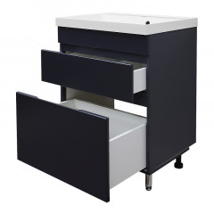 Комплект Azario Тумба Эстима 60/2Н 595х447х850 напольная, с раковиной Астория 60, графит (CS00094593)