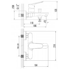 Смеситель для ванны AZARIO CAMPO с ручным душем, керамический картридж, хром (AZ-KX238275C)
