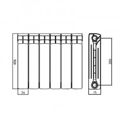 Радиатор биметаллический AZARIO BM350/80 4 секции, белый (BM350/80/4)