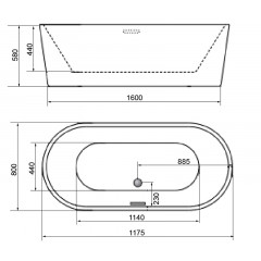 Ванна акриловая AZARIO FLORENCE 1770*810*580 отдельностоящая (AZ-М707)
