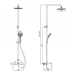 Душевая система Azario GALAXY термостатический картридж, черный матовый (AZ-67B47EV1(PA)-1DC1J19A-ZH3394A-HB1153PA)