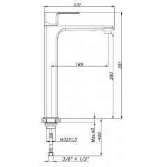 Смеситель для раковины - чаши AZARIO CADEO высокий, хром (AZ-15944551)