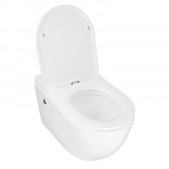 Унитаз импульсный Azario 360х570х375 подвесной, полукруглый, быстросъемное сиденье микролифт, монтажная рама в комплекте (AZ-102C)