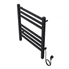 Полотенцесушитель электрический AZARIO ANCONA 500/600 квадрат, 7 секций, диммер справа, черный (AZ71856B)