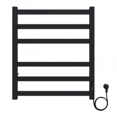 Полотенцесушитель электрический AZARIO PALERMO 500/600 квадрат, 6 секций, диммер справа, черный (AZ83856B)