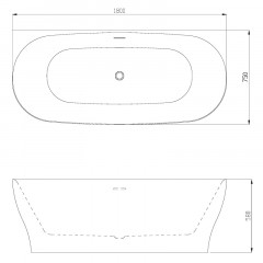 Ванна акриловая Azario OLEAN 1800x750x580 пристенная, в комплекте с сифоном и металлической рамой (OLE18075)