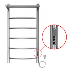 Полотенцесушитель электрический AZARIO VERONA 400/800 5 секций, с полкой, диммер справа, хром (AZ04848P)