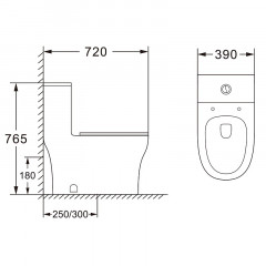 Унитаз-моноблок AZARIO SINTO 720х390х765 напольный, в комплекте с сиденьем дюропласт микролифт, белый (AZ-1098)