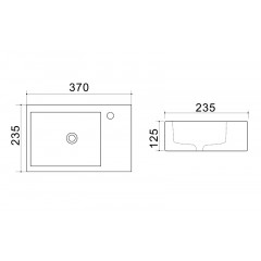 Раковина Azario 37х23,5х12,5 левая, белая (AZ4331A)