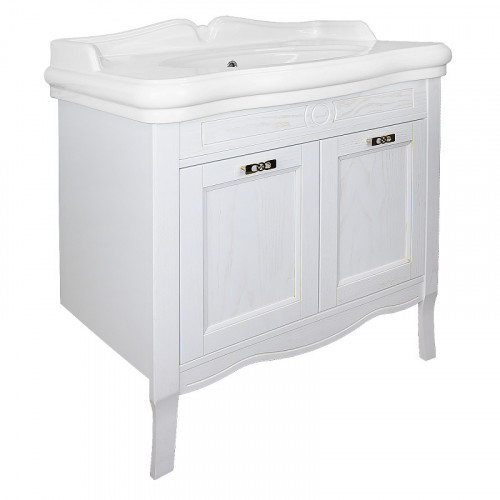 Комплект Тумба Azario CAROLINA 90/2 900х870х500 с раковиной Victorian 90 (Kale), патина, ЗОЛОТО (CS00089972)