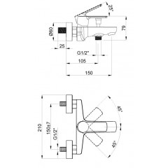 Смеситель для ванны с коротким изливом AZARIO SEVIO, хром (AZ-15950501)