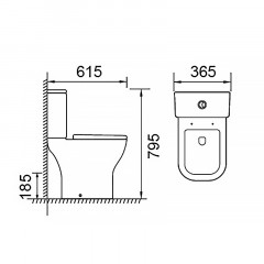 Унитаз-компакт Azario Nigel 365х615х795 напольный, безободковый, слив "Tornado", быстросъемное сиденье микролифт (AZ-55T)