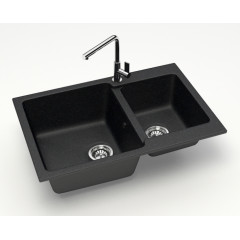 Кухонная мойка AZARIO Grand 765х500х190 двойная, искусственный мрамор, цвет Черный (CS00079903)