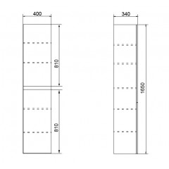Пенал подвесной Azario Мила 400х340х1650 универсальный, белый матовый (CS00080413)
