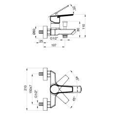 Смеситель AZARIO ENZO для ванны с коротким изливом, хром (AZ-15710501)
