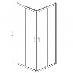 Душевое ограждение AZARIO 1000х1000х2000, БЕЗ ПОДДОНА, прозрачное стекло 6 мм, цвет профиля черный (AZ-ND1142 1000 Black)