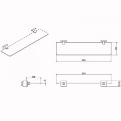 Полка AZARIO RINA стеклянная 52 см (AZ-87003)