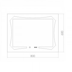 Зеркало Azario OTTO-4 800х600 c подсветкой и диммером, сенсор выкл+часы (ФР-00001398)