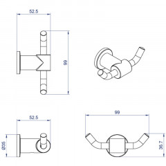 Крючок Azario FORNY, Хром (AZ-88305)