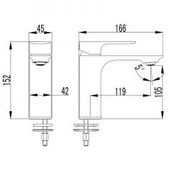 Смеситель для раковины Azario ASHER керамический картридж, без донного клапана, хром (AZ-VNN168311C)