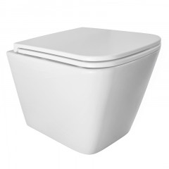 Унитаз подвесной Azario PRO (квадратный) СКРЫТОЕ ТОРНАДО безободковый унитаз в комплекте с сидением микролифт скрытая система смыва 490*345*355 мм (PRO-002 UQ3)