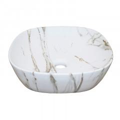 Раковина-чаша Azario 370x370x115 накладная, округлая, светлый мрамор (AZ-2184+M845)