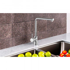 Смеситель для кухни AZARIO EVANS поворотный излив, керамический картридж, хром (AZ-15294441)