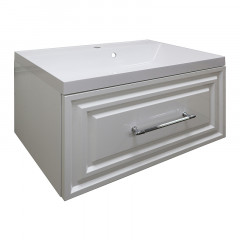 Тумба Azario LAURA 80/1 подвесная БЕЛЫЙ ГЛЯНЕЦ (БЕЗ РАКОВИНЫ CLASSIK 80) ручка СЕРЕБРО (CS00096949)