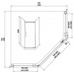 Душевое ограждение AZARIO EDMONTON 900х900х2000 стекло прозрачное 8 мм. профиль черный (AZ-NNC3231-1 900 BLACK)