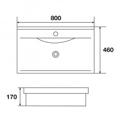 Раковина мебельная Azario Tempo 800х460х170 санфаянс, белый (AZ-4029-80)