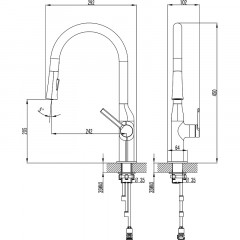 Смеситель для кухонной мойки Azario VINCENTE выдвижной излив, керамический картридж, графит (AZ-VPV569064AJ)