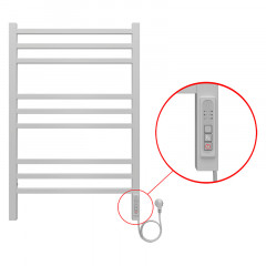 Полотенцесушитель электрический AZARIO ANCONA 500/800 квадрат, 9 секций, диммер справа, белый (AZ71858W)