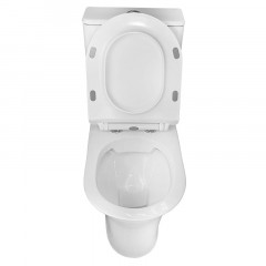 Унитаз-компакт Azario FRETTA ROUND 650х340х770 напольный, безободковый, со смывным механизмом Geberit, бачком и сиденьем микролифт (AZ-1217 + AZ-1216-G)