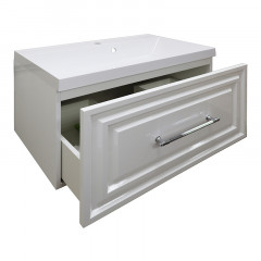 Тумба Azario LAURA 80/1 подвесная БЕЛЫЙ ГЛЯНЕЦ (БЕЗ РАКОВИНЫ CLASSIK 80) ручка СЕРЕБРО (CS00096949)