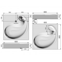 Раковина подвесная Azario SOFT 60 607х600х110 для установки над стиральной машиной, белая (CS00078299)